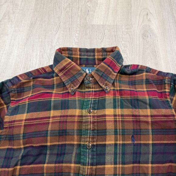 Vintage Polo Ralph Lauren Custom Fit Flannel Button Shirt Men's Medium Preppy - Picture 3 of 7